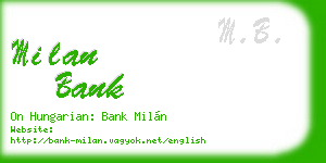 milan bank business card